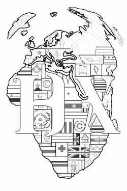 world countries in alphabetical order with its national flag designed into the country shape