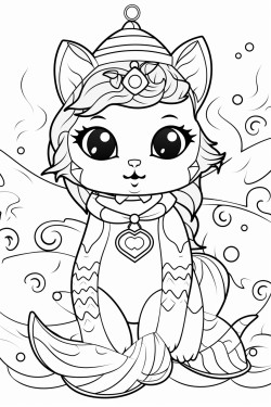 cute mermaid cat dressed up for halloween