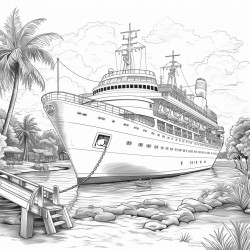 cruise ship docked at island