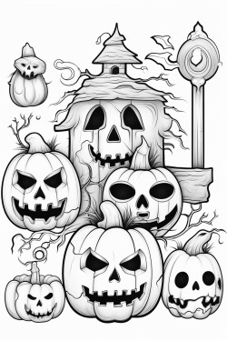 halloweenthemed items for a coloring page
