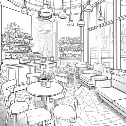 cute coffee shop interior view