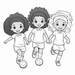 3 little afrolatina girls ages 2 4 and 5 playing soccer