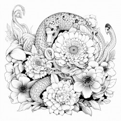 snake and sunflowers