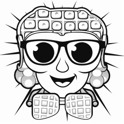 waffle with sun glasses looking super hip and groovy