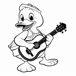 duck playing acoustic guitar
