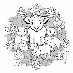 4 leaf clover with farm animals