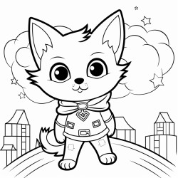 make pictures a kitten in a superhero costume stands on the roof of a house and looks up at the night sky preparing for his exploits bats and the silhouette of the moon can be seen in the distance he looks confident and heroic