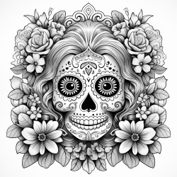 color a wooden sugar skull cutout of a woman