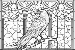 crow stained glass