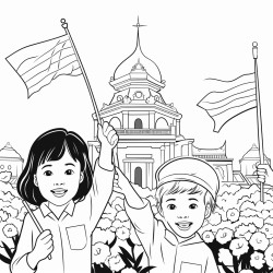 people held vietnamese flags and threw flowers everywhere