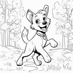 a dog dancing in the forest
