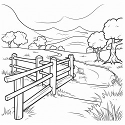 road with wooden post fence