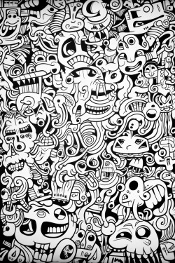 a whole page made up of little crazy looking doodle creatures