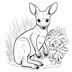 a kangaroo with a joey peeking out from its pouch