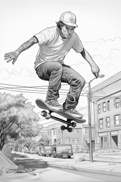 skateboarder off the ground