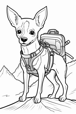rat terrier mountain climbing in full gear