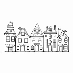 a row of buildings for children age 3