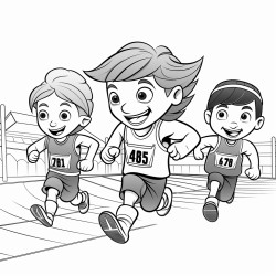 create image for coloring for kids 49 age about sprinters racing on the track
