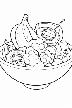 a bowl of a fruit salad consisting of slices of bananas apples kiwis and berries