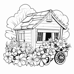 bold big design cart house with nature theme flowers