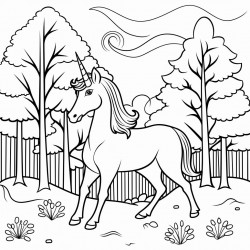 a unicorn in the forest