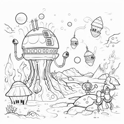 aliens exploring underwater ruins
