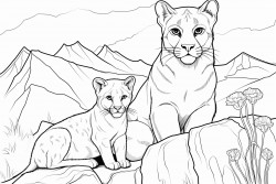 a mountain lion and his baby