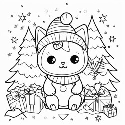 cozy christmas cute coloring book page no colors bold lines