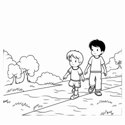 a boy is shown a thick and another path that is plain