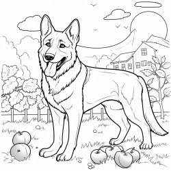 a dog of bread german shepherd in the garden