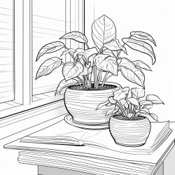 philodendron billietiae on a tabletop next to a window
