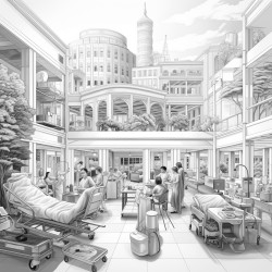 hospital with animals for doctors and nurses and patients