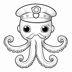 octopus wearing a ship captain suit