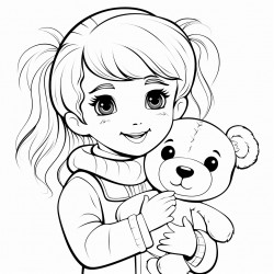 a kid gril holding teddy bear