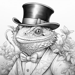 a bearded dragon wearing a tophat