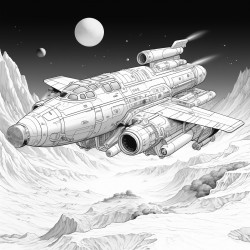 space ship flying to mars