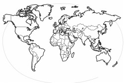 world map with countries and oceans