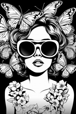 woman with butterfly sunglasses