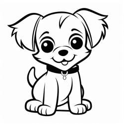 oneheaded cute dog coloring page no background but can color a lot