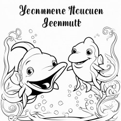 a friendly dolphin and a smiling octopus holding a sign with the text  welcome to the under the sea adventure