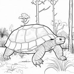 georgia gopher tortoise by burrow with longleaf pine