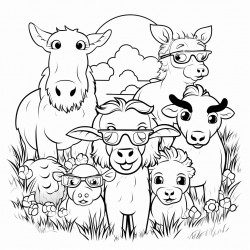 cute farm animals with eyeglasses
