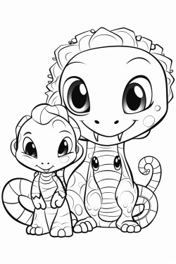 creepy cute snake and dragon together