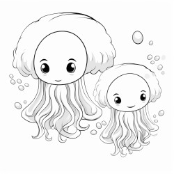 family cubs of jelly fish