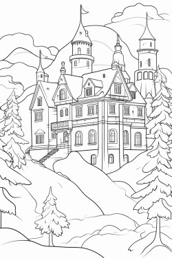 ein wunderschne mrhenschloss in einer schneelandschaft