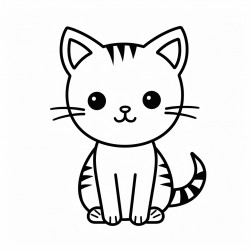 simple and cute cat outline drawing with thin bold lines