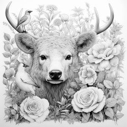 rose garden with animals in it