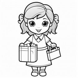a cute nurse carrying towels and toiletries bold and easy white background