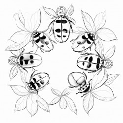 five ladybugs in a loop