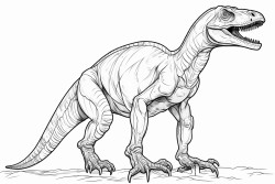 coloring page full body velociraptor high detailed thick line white background